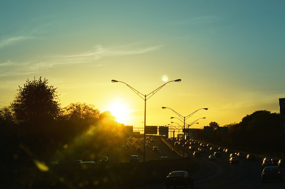 Sunset, Traffic, Rent A Car, Road